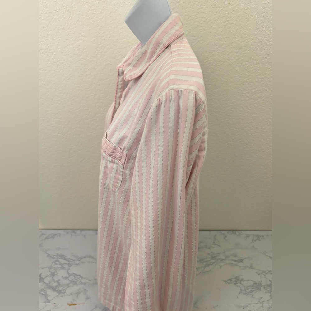 Vintage Y2K Victoria’s Secret Pajama Top Pink Striped Sz M Button Down​ - Picture 2 of 5